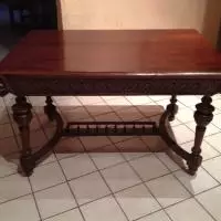 vista de mesa francesa de totalmente realizada en roble Mesa Francesa Rectangular (leones) 1870 Al1890