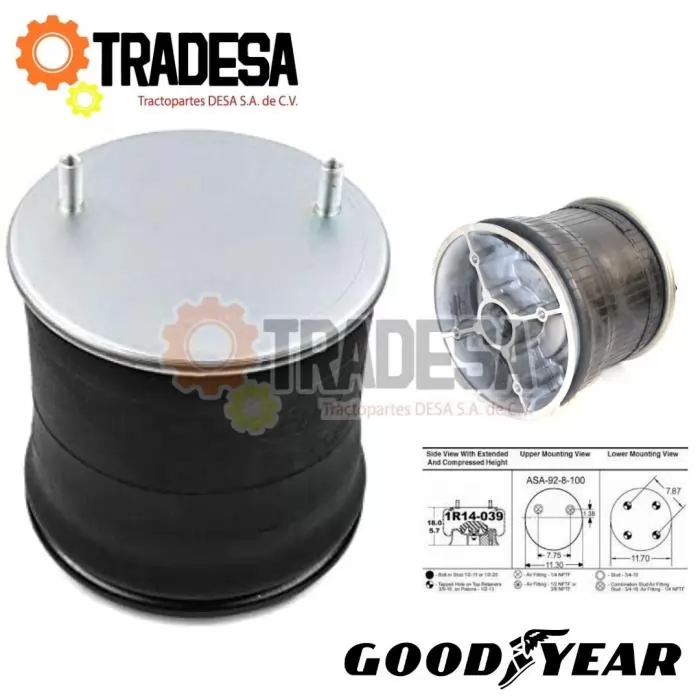 Bolsa De Aire Hendrickson Semiremolque Trasero (w01-358-8050, B-4771) GOODYEAR 1R14-039 71702481764